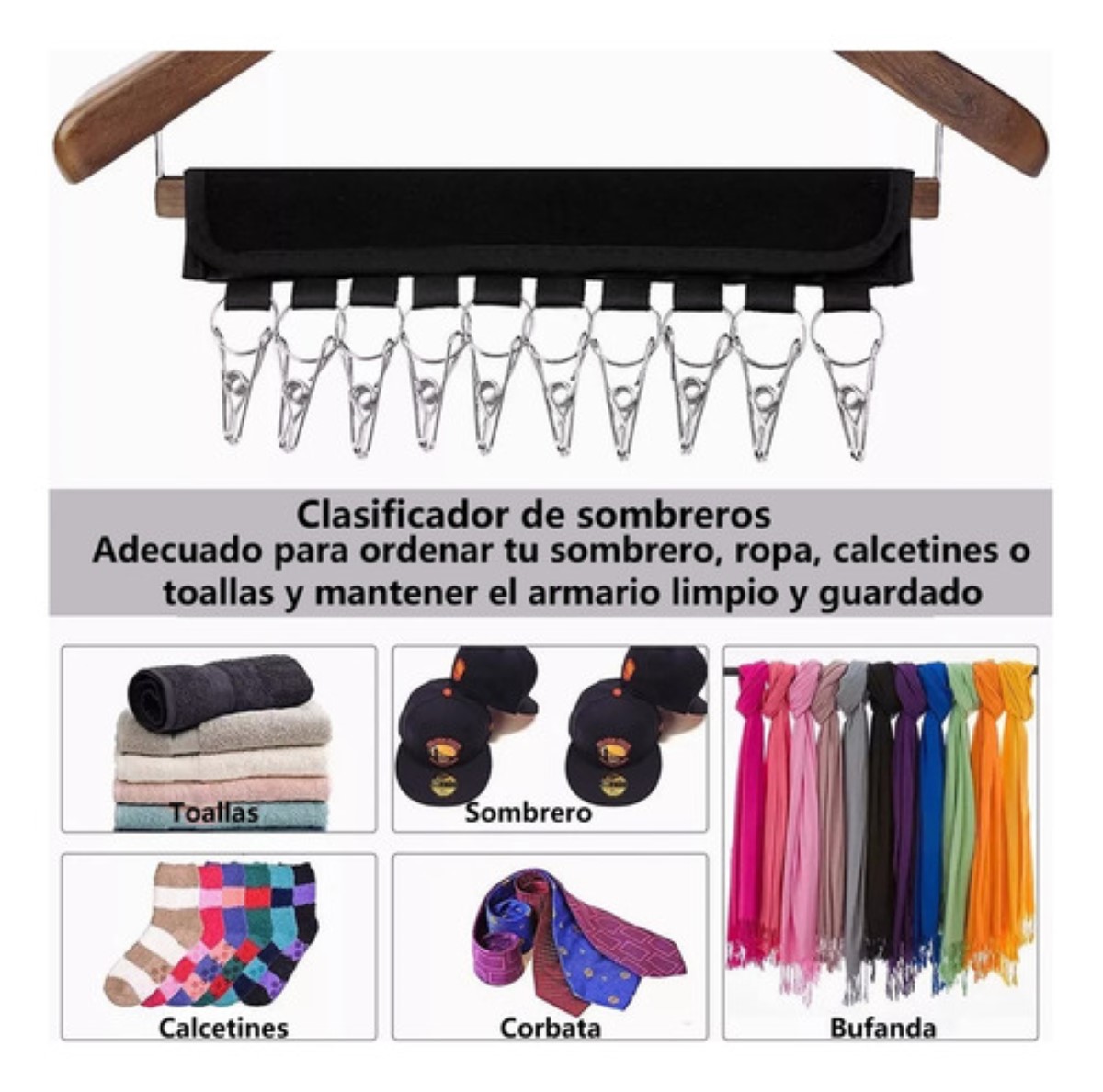 "2 Pzas Organizador Para Colgar Sombreros, Gorras, Corbatas "