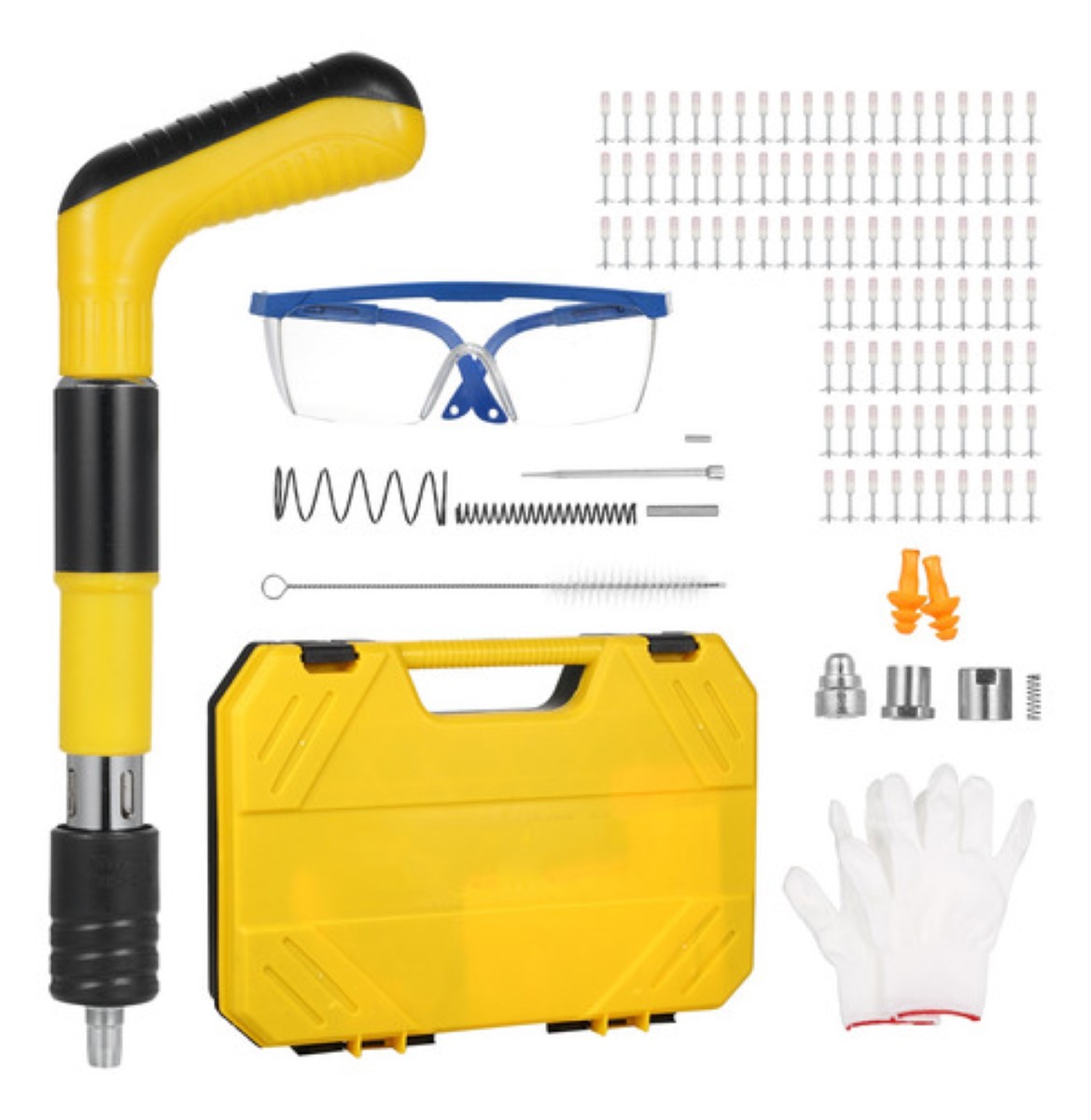 "Kit De Herramientas De Sujeción Manual, 100 Clavos Amarillo "