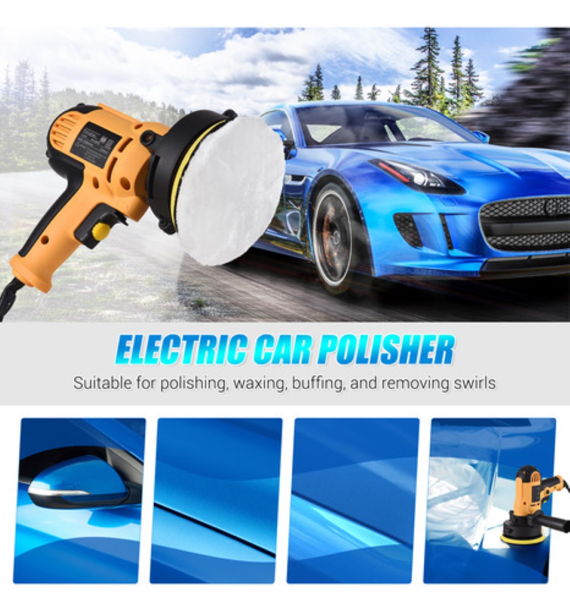 "Kit De Pulidora Eléctrica Para Coche Geevorks De 5 Pulgadas Naranja "