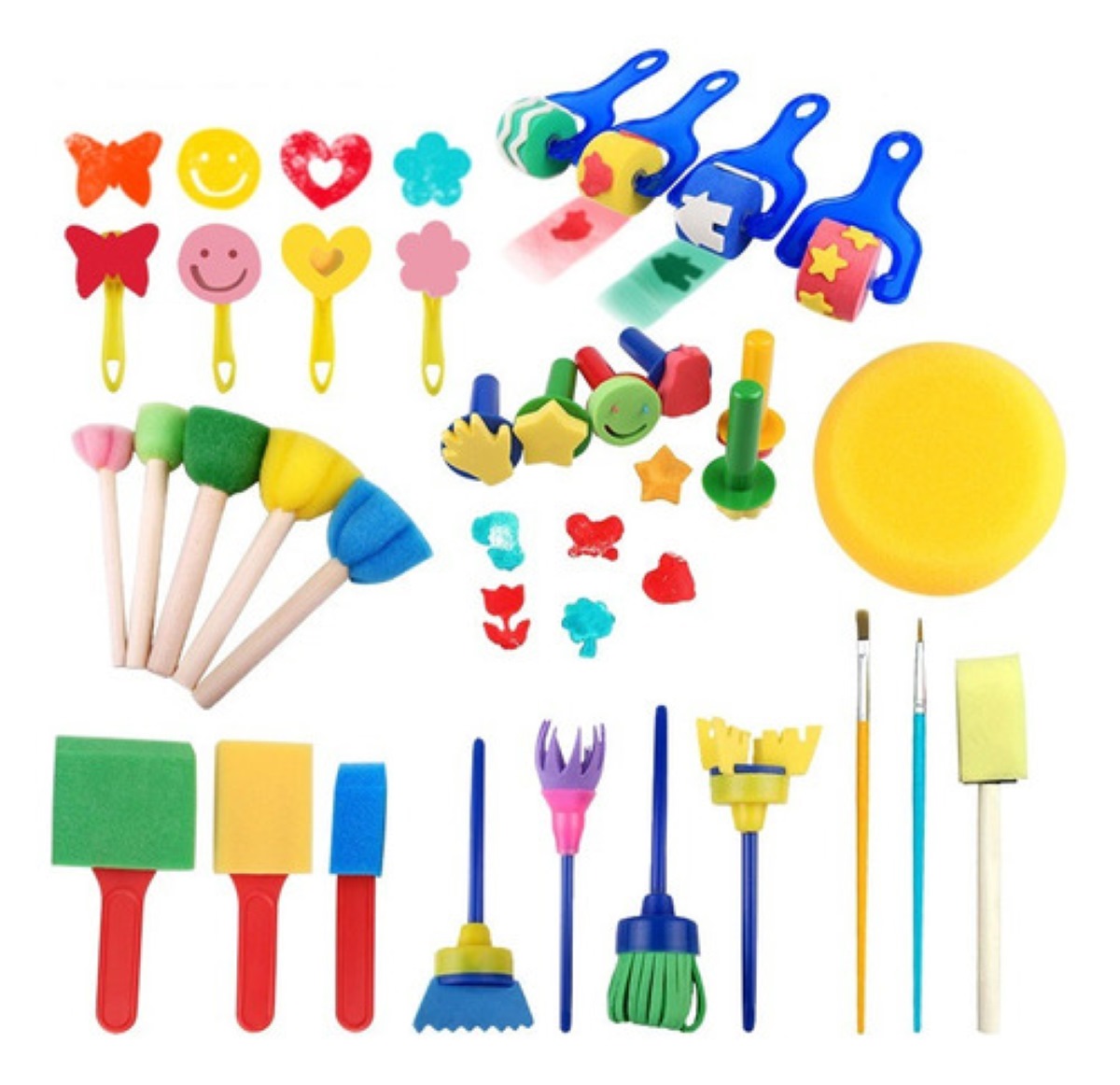 "Juego De Brochas De Pintura Lavable Para Niños, 30 Piezas multicolor "