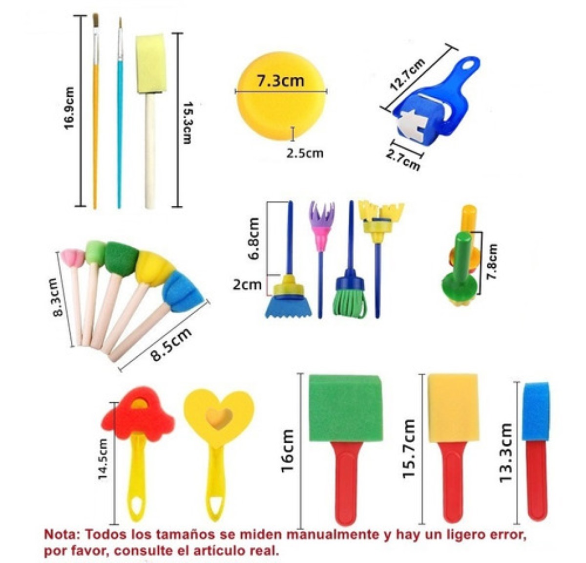 "Juego De Brochas De Pintura Lavable Para Niños, 30 Piezas multicolor "