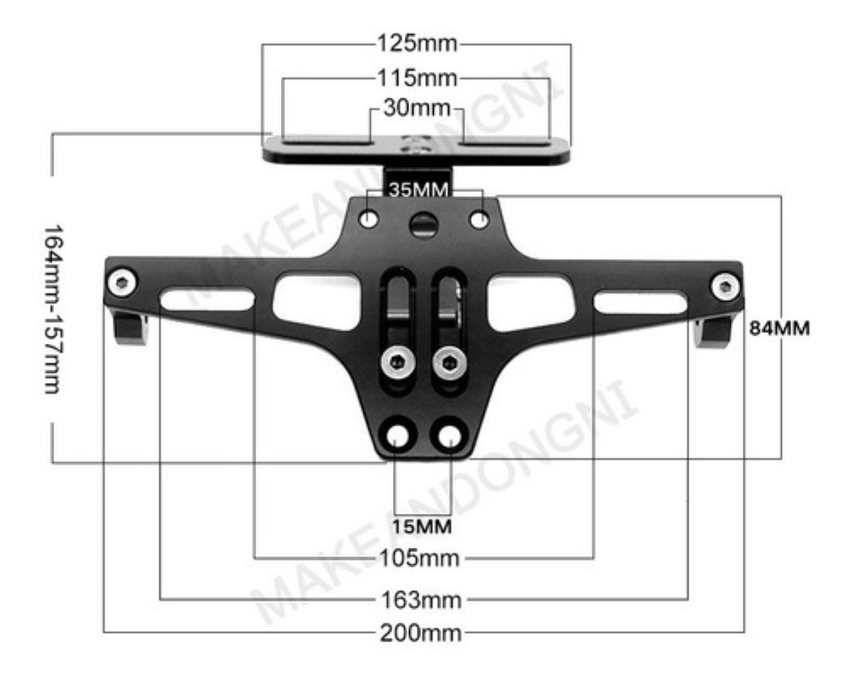 "Porta Placa Universal Para Moto Ajustable Con Luz Led negra "