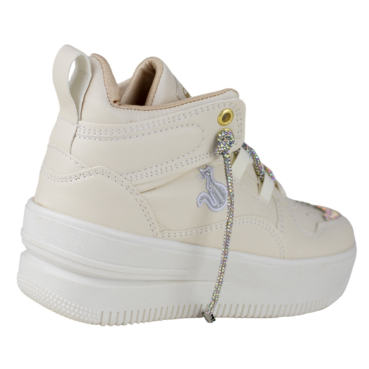 Tenis Sneaker Urbano De Mujer Suela Gruesa Shadow 3003 Latte.