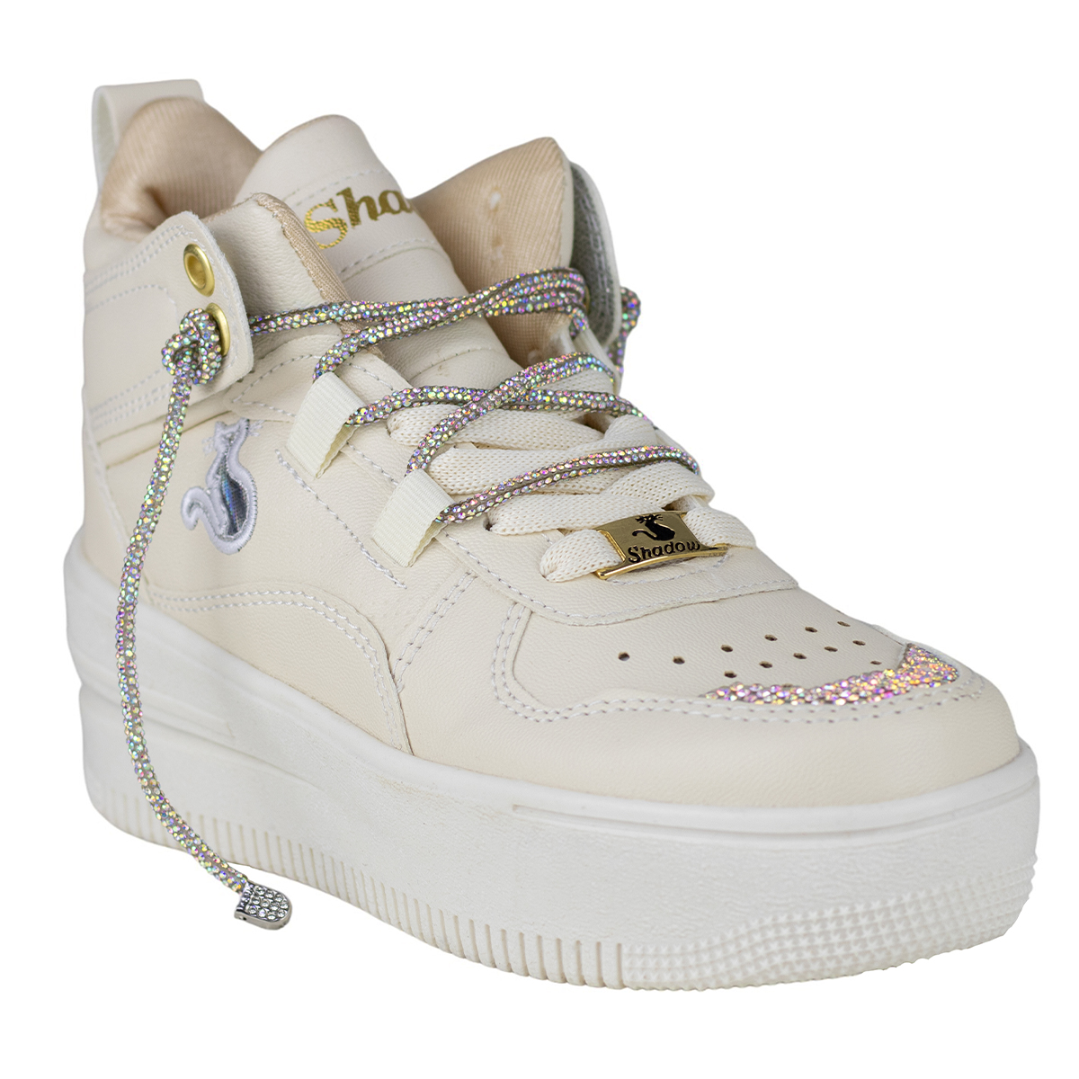 Tenis Sneaker Urbano De Mujer Suela Gruesa Shadow 3003 Latte.