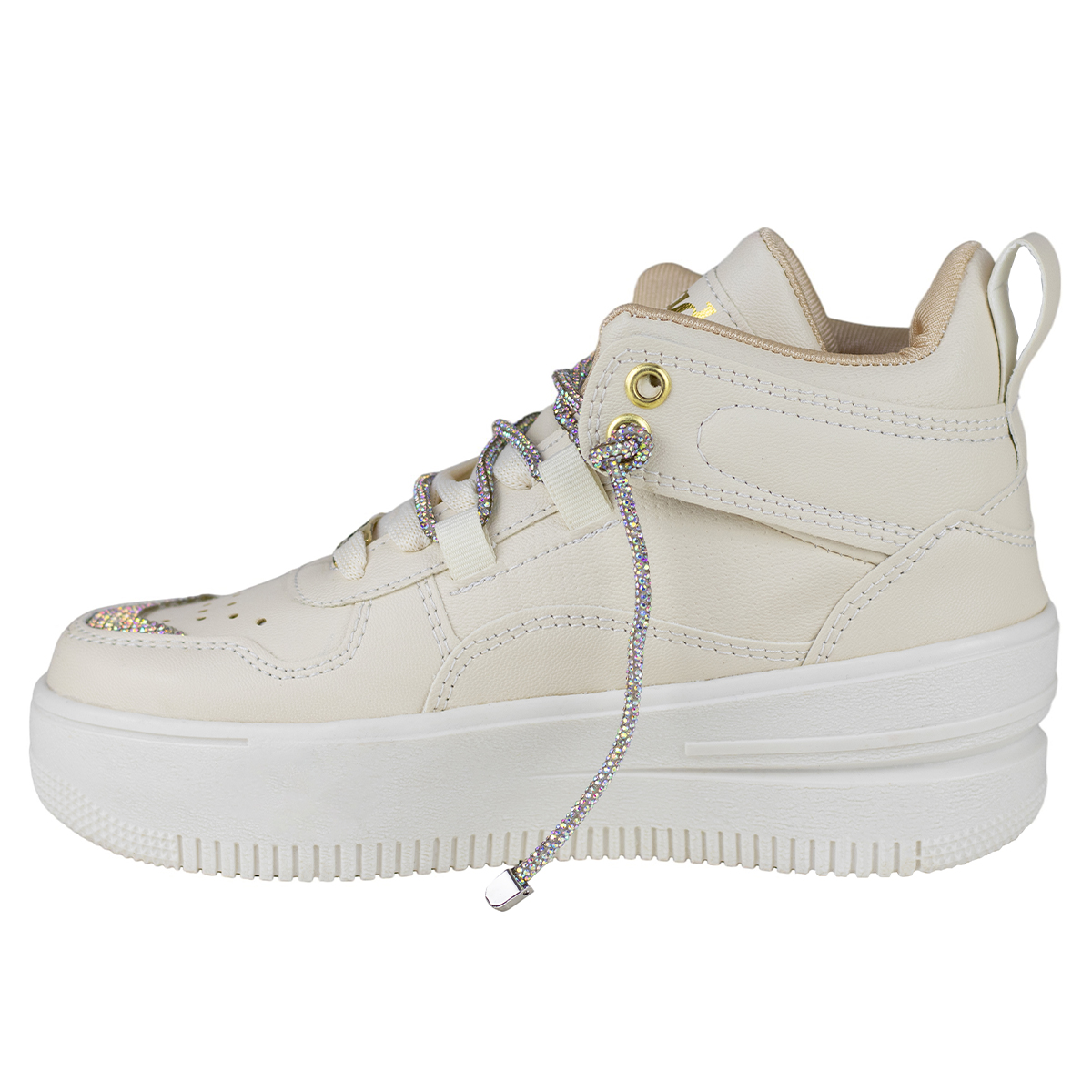 Tenis Sneaker Urbano De Mujer Suela Gruesa Shadow 3003 Latte.