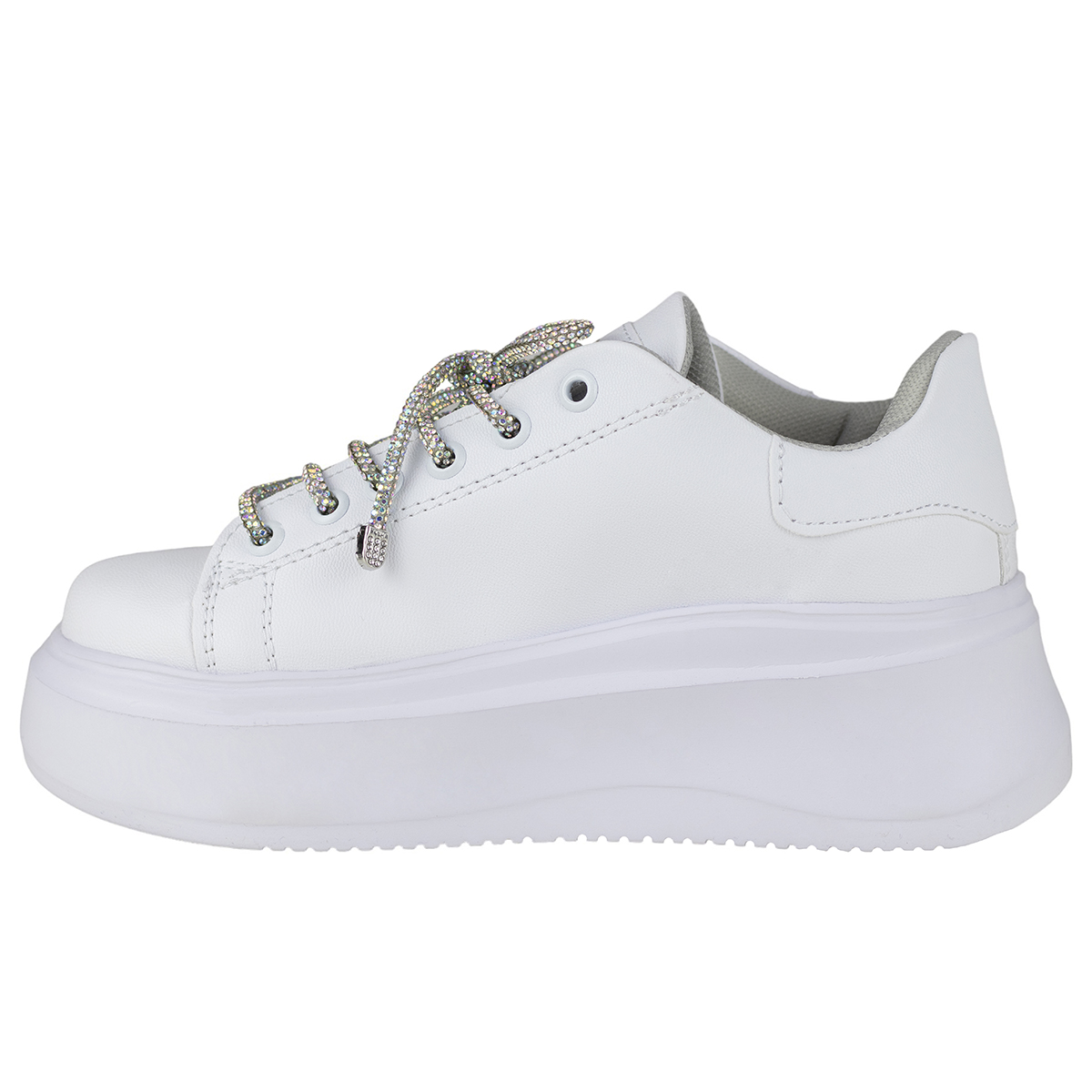 Tenis Urbano Plataforma Mujer Shadow 3014 Blanco Tornasol Sintético.