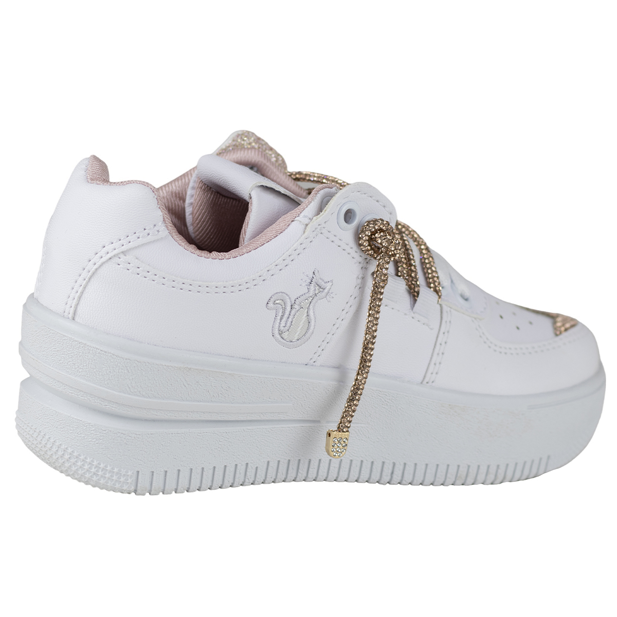 Tenis Blanco Rosa Mujer Plataforma Urbano Shadow 2084 Sintetico.