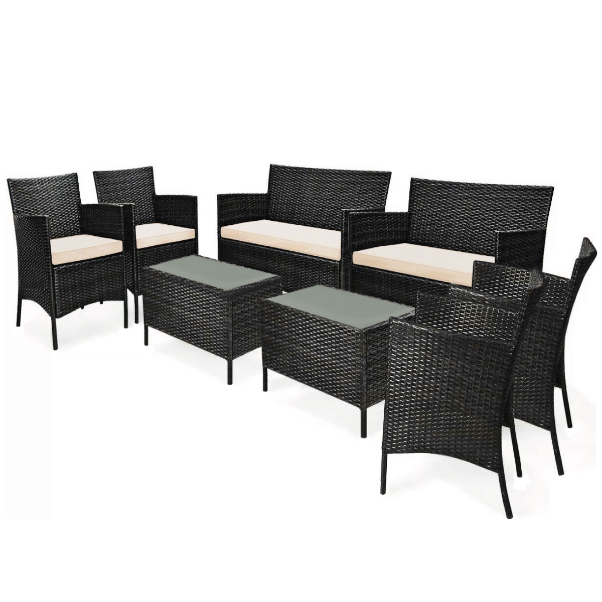 Juego de Sala Jardin Exterior Tipo Rattan 8 Piezas Lumo.