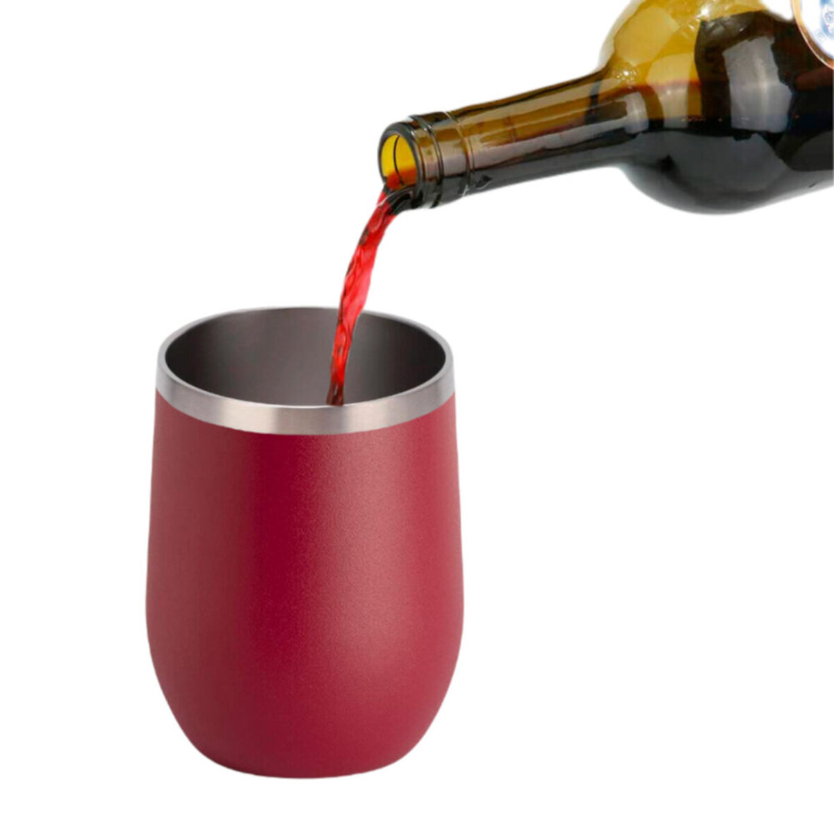 Termo Copa De Vino 350 ml - Acero Doble Capa - Origami Home -Rojo.