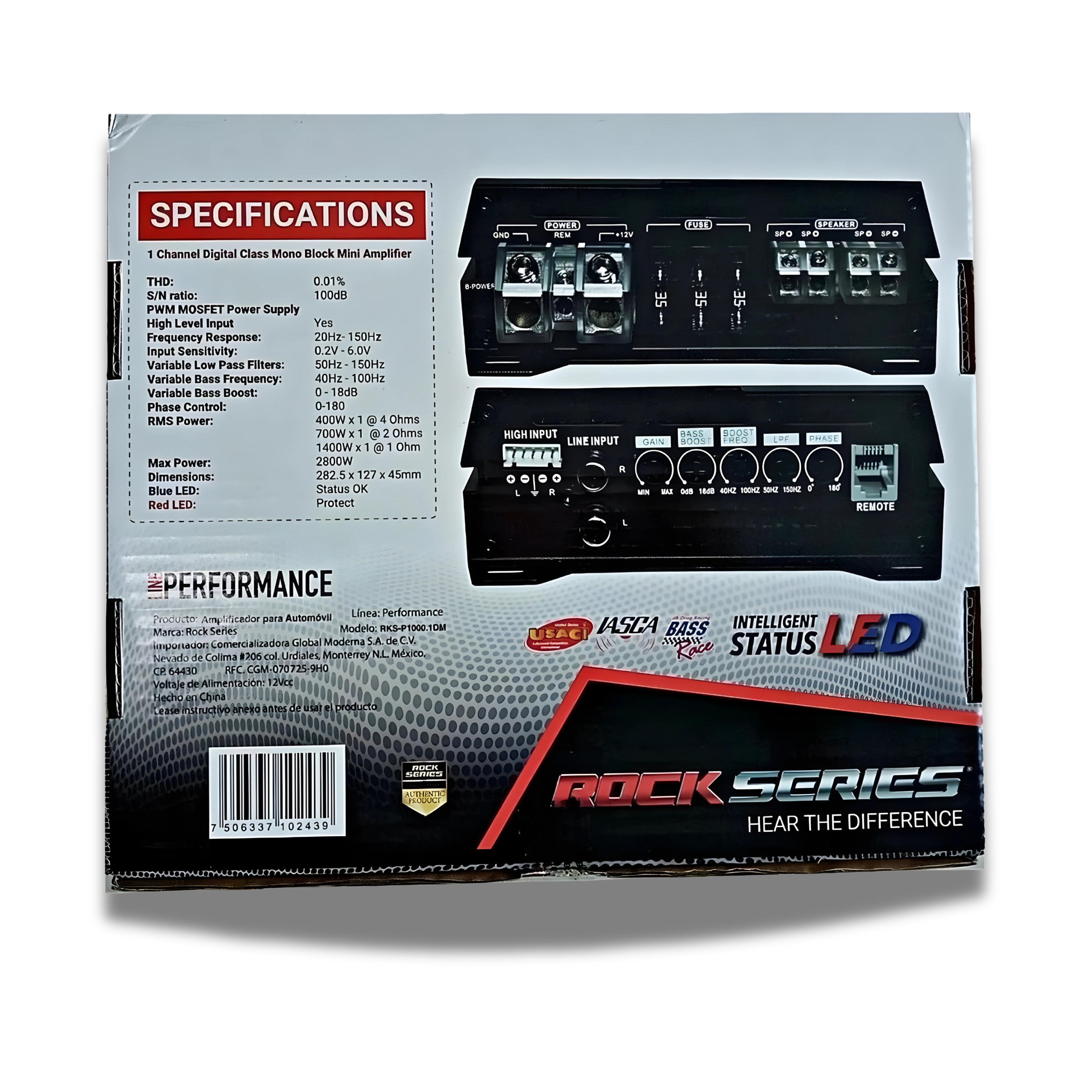 Amplificador Digital Monoblock Rock Series RKS-P1000.1DM: Potencia y Rendimiento en un Diseño Compacto.