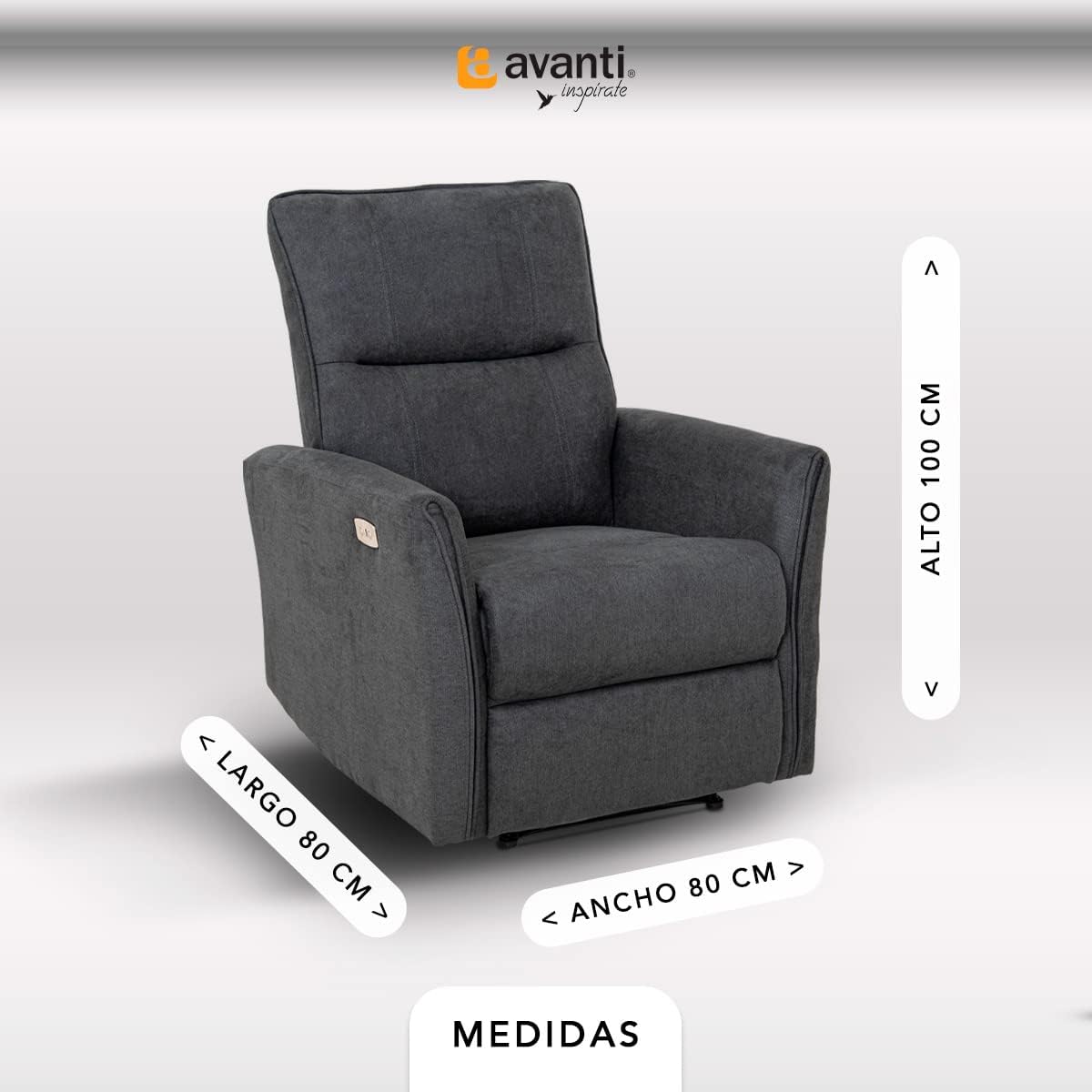 Sillón Reclinable para Adultos Eléctrico - Reposet Reclinable Confortable - Abdel Color Gris.