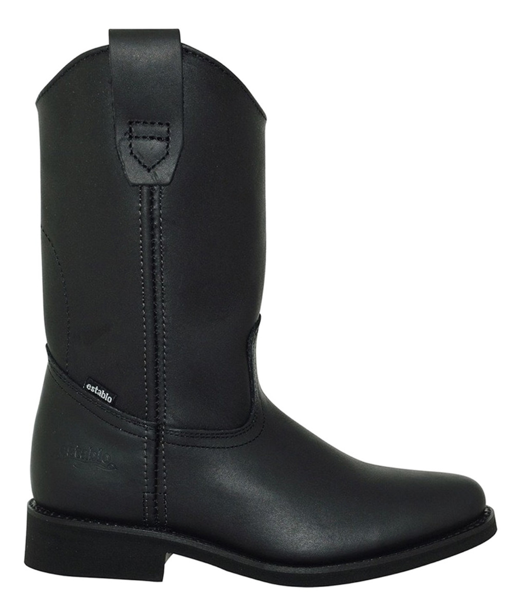 Bota De Trabajo Establo 512 De Piel Con Tacón Negro Grasso.