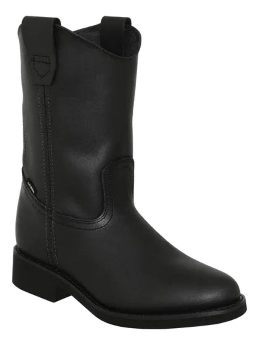 Bota De Trabajo Establo 512 De Piel Con Tacón Negro Grasso.