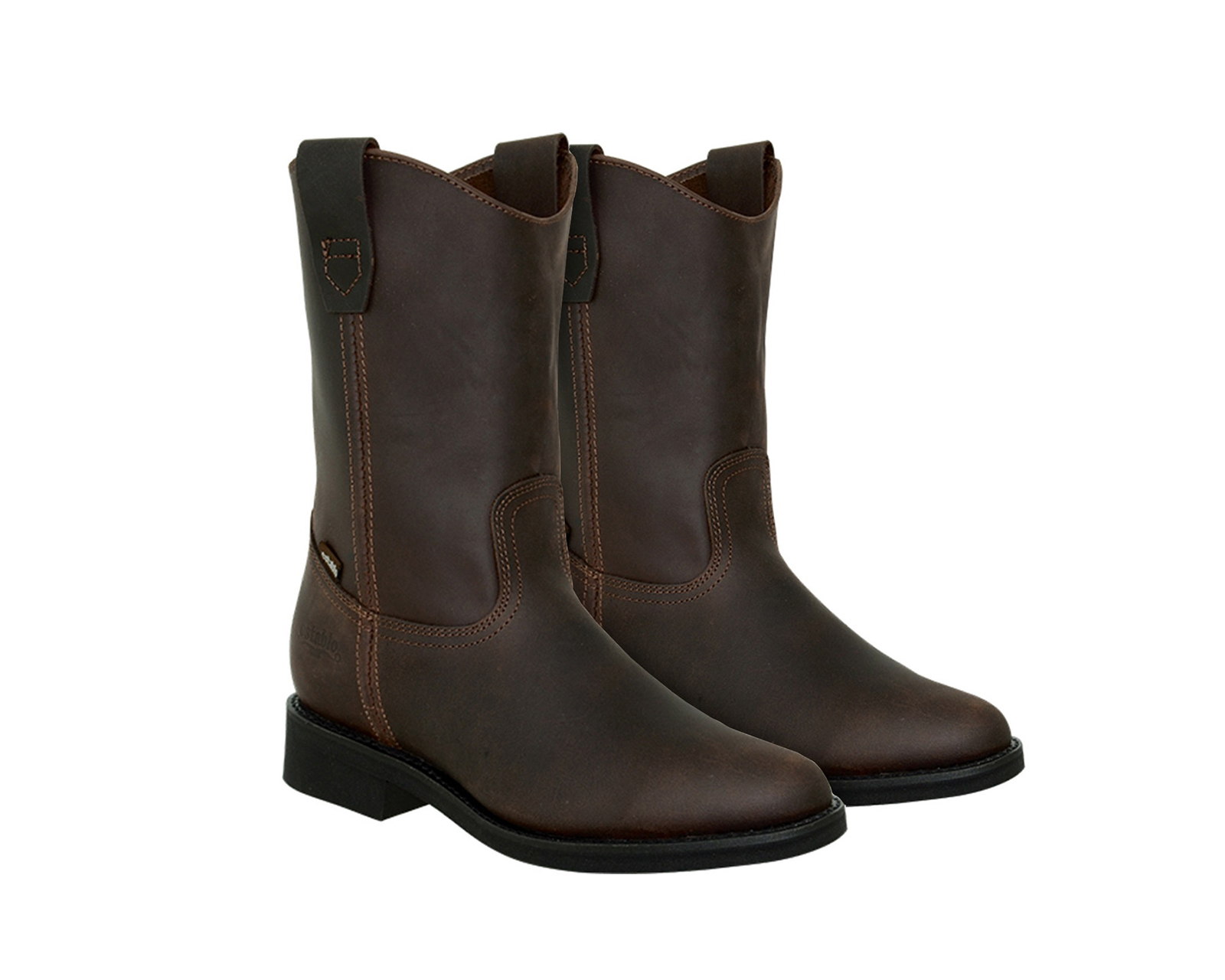 Bota De Trabajo Establo 512 De Piel Con Tacón Café Crazy.