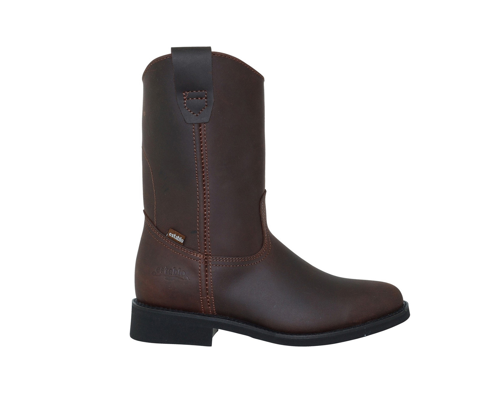 Bota De Trabajo Establo 512 De Piel Con Tacón Café Crazy.