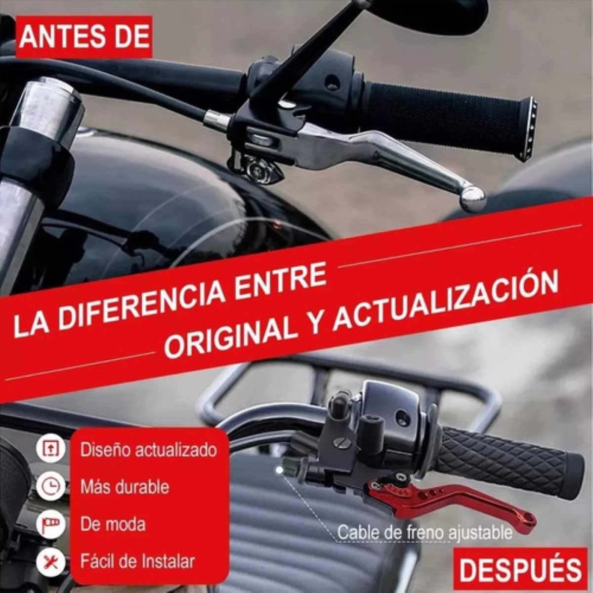 "Palancas Moto Universales Y Palanca De Freno 22mm Aluminio negro Rojo "