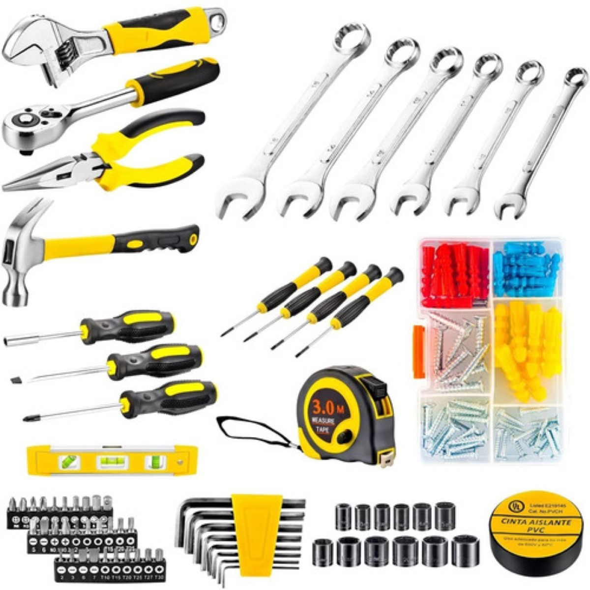 "Juego De Herramientas Mecánicas Desarmadores Goxawee 108pcs Negro Amarillo "
