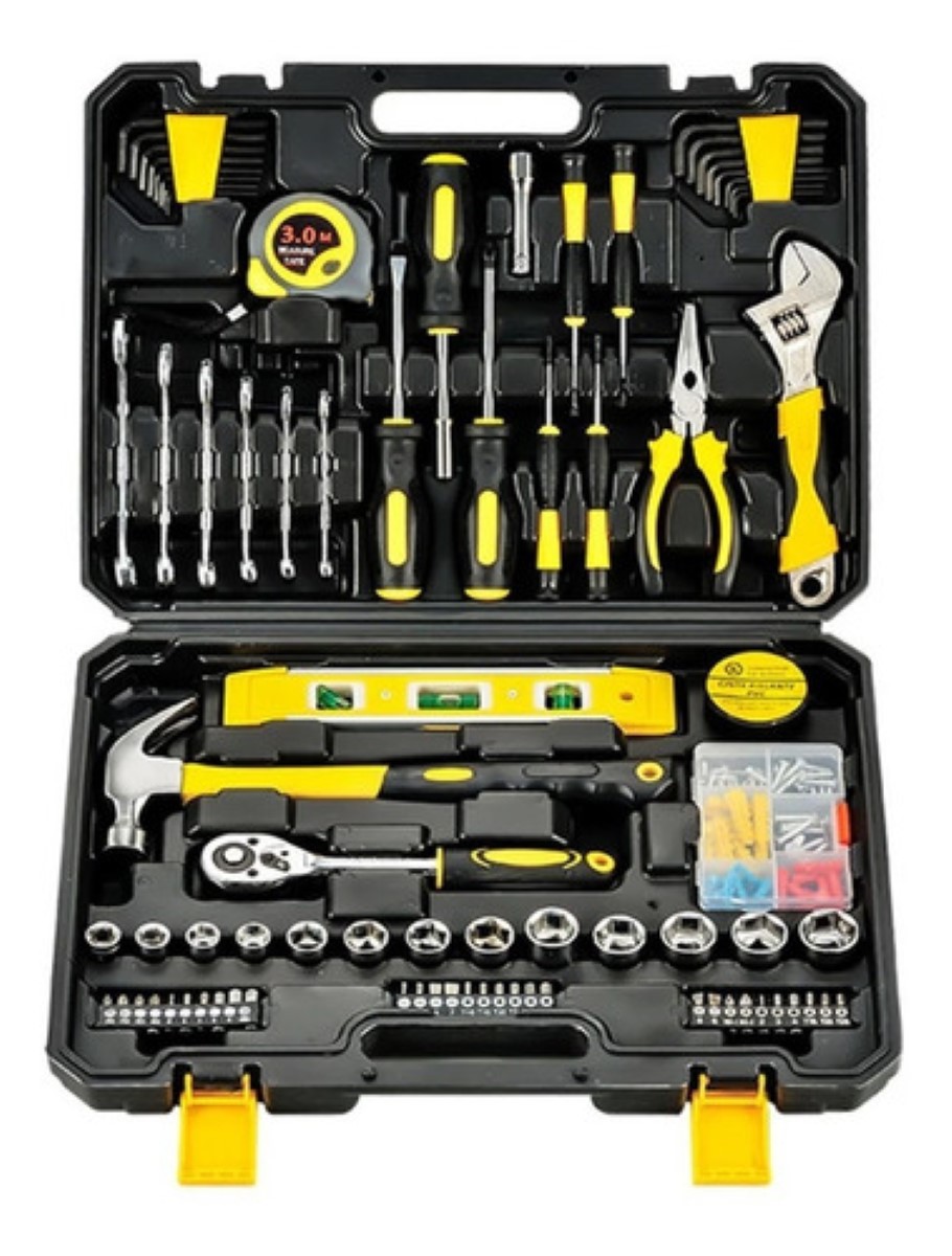 "Juego De Herramientas Mecánicas Desarmadores Goxawee 108pcs Negro Amarillo "