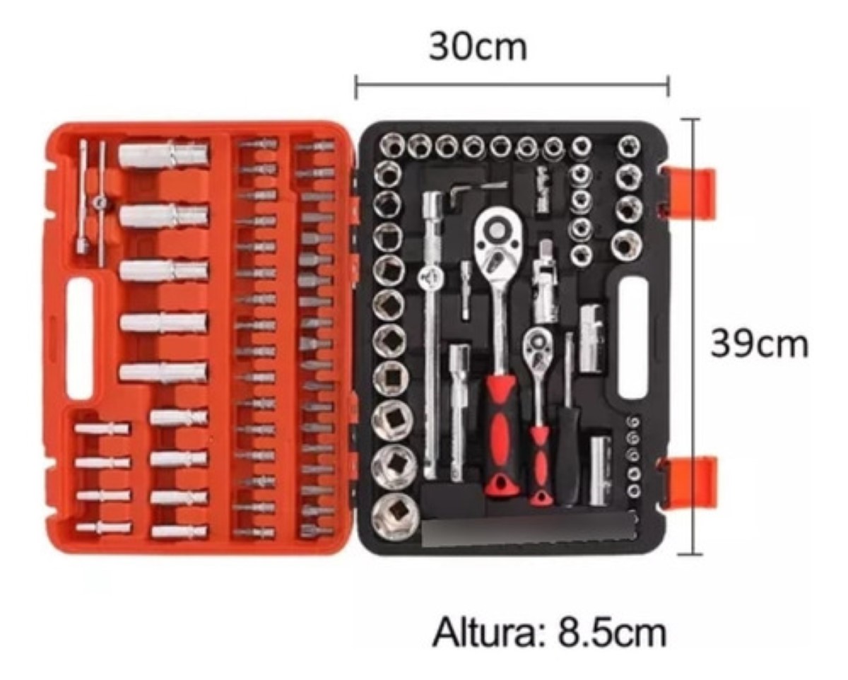 "108 Pz Juego De Dados Herramientas Llaves Autocle Estuche naranja "