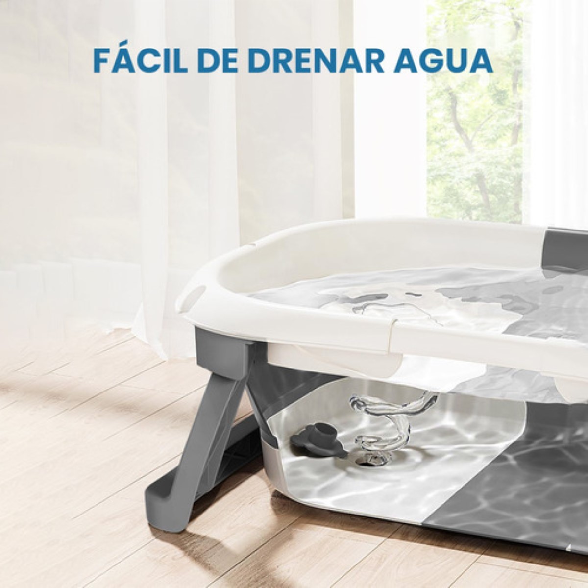 Bañera Bebés Plegable Tina De Baño Con Cojín  Gris