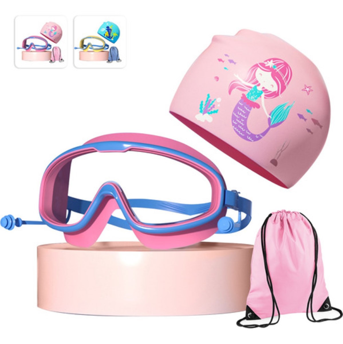 Lentes Googles Natacion Niñas La siirenita Rosa 3 a 14 años.