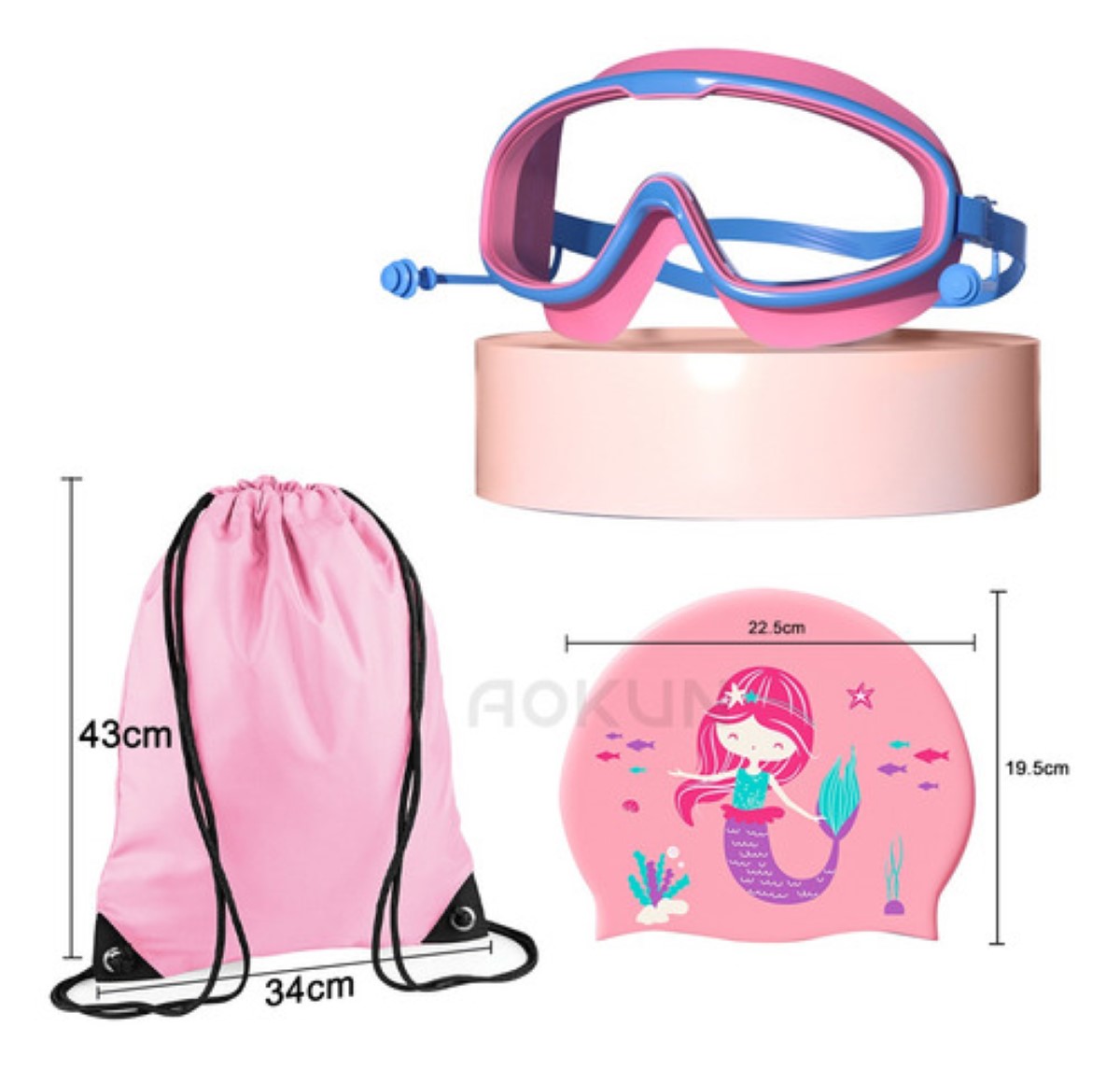 Lentes Googles Natacion Niñas La siirenita Rosa 3 a 14 años.