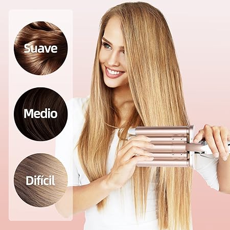 A Rizador de Pelo, Ondas Cerámica con Temperatura Ajustable, Cinco Tubo Rizador de Cabello de 22mm, se Calienta Rápidamente para Mujer Cabello Largo/Corto y Viajero Regalo.