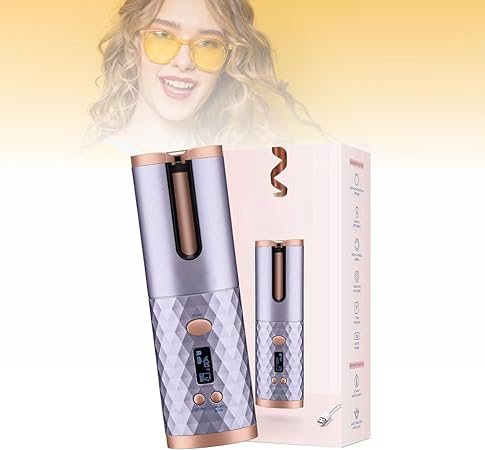 A Rizador de cabello inalámbrico portátil - Temporizador 6 Temperaturas, Crea rizos perfectos, 60 minutos us, Wireless Curler Apagado Automatico.