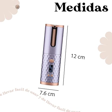 A Rizador de cabello inalámbrico portátil - Temporizador 6 Temperaturas, Crea rizos perfectos, 60 minutos us, Wireless Curler Apagado Automatico.