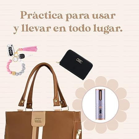 A Rizador de cabello inalámbrico portátil - Temporizador 6 Temperaturas, Crea rizos perfectos, 60 minutos us, Wireless Curler Apagado Automatico.