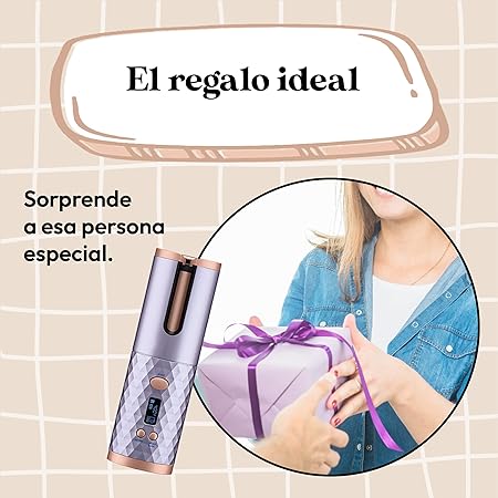 A Rizador de cabello inalámbrico portátil - Temporizador 6 Temperaturas, Crea rizos perfectos, 60 minutos us, Wireless Curler Apagado Automatico.