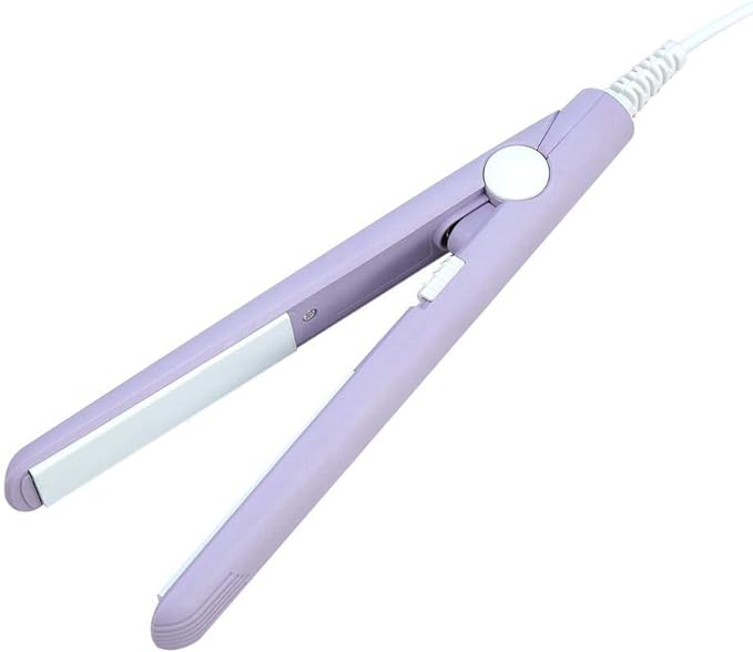 A Mini plancha de pelo, rizador de calefacción de hierro plano de turmalina de cerámica portátil 2 en 1 para rizar enderezar flequillo, cabello ondulado cabello corto plancha para cabello(Púrpura).