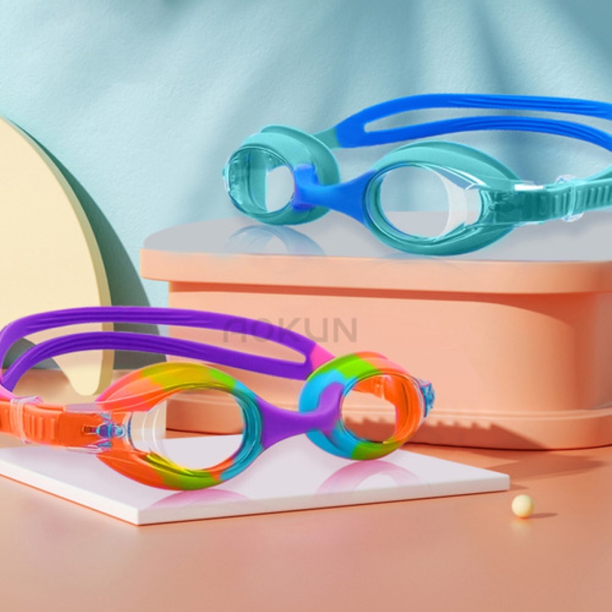 "Lentes Natación Para Niños, Gafas Protección Uv Antivaho Rosa Azul Calro "