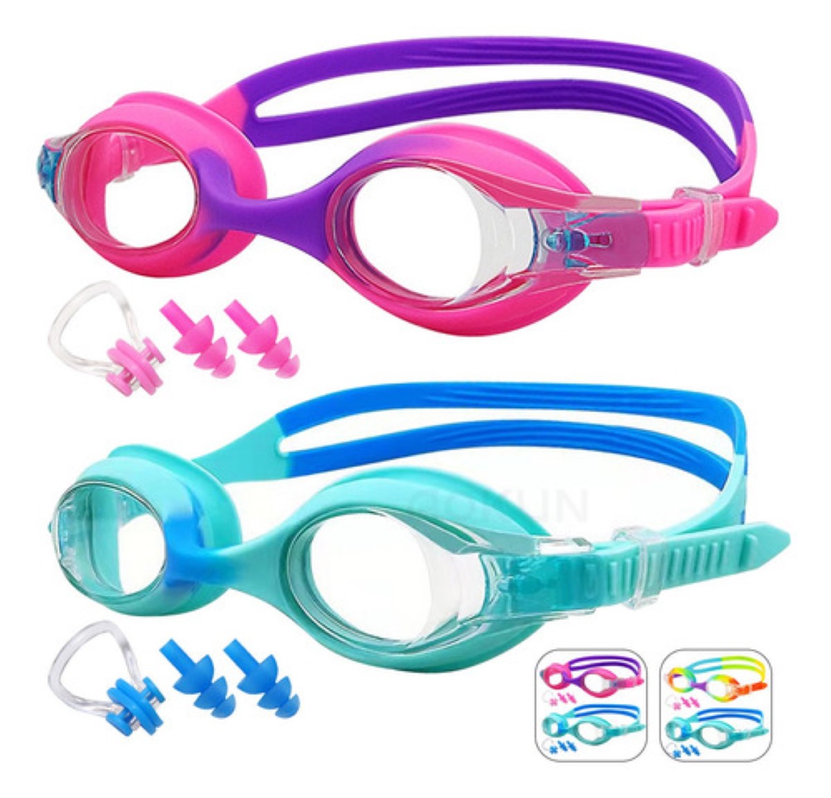 "Lentes Natación Para Niños, Gafas Protección Uv Antivaho Rosa Azul Calro "