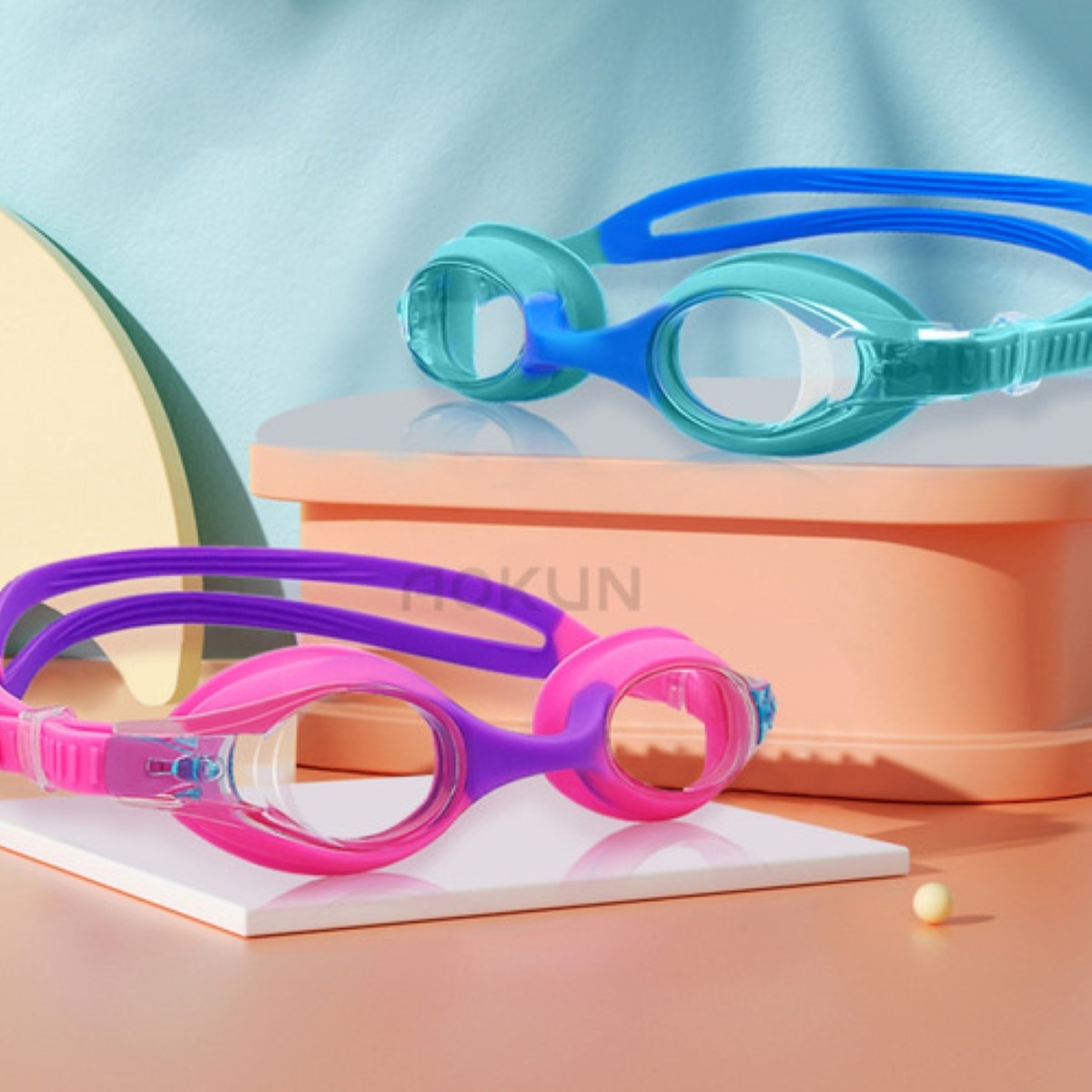 "Lentes Natación Para Niños, Gafas Protección Uv Antivaho Arcoiris/Azul "
