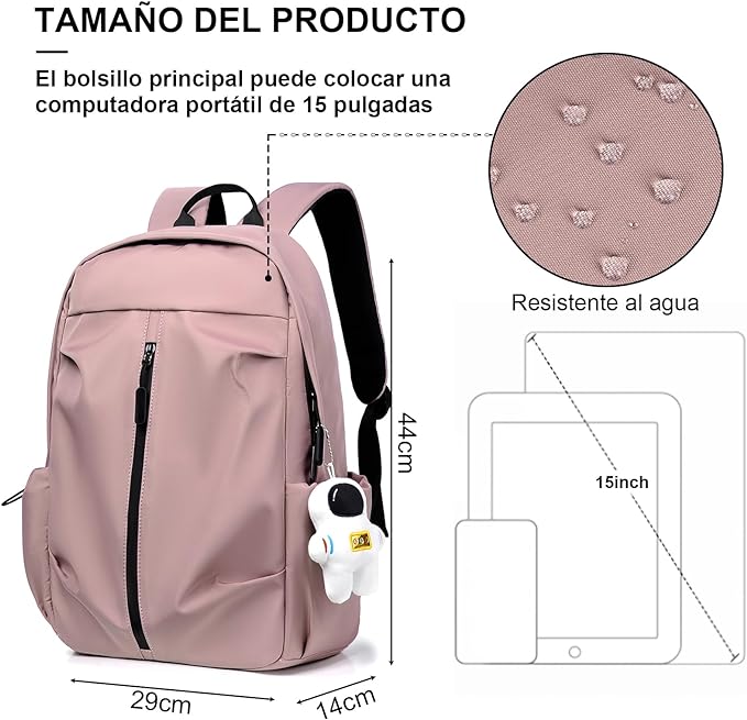 A Mochila de Viaje Hombre Mochilas para Laptop Portátil 15.6 pulgadas Impermeable Mochila Antirrobo Ligero　Deportiva Universidad Elegante.