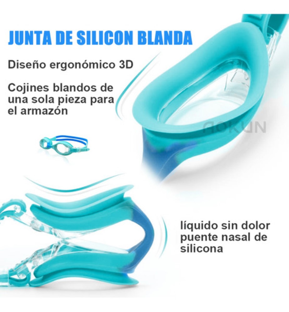 "Lentes Natación Para Niños, Gafas Protección Uv Antivaho Arcoiris/Azul "
