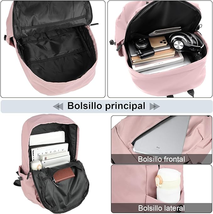 A Mochila de Viaje Hombre Mochilas para Laptop Portátil 15.6 pulgadas Impermeable Mochila Antirrobo Ligero　Deportiva Universidad Elegante.