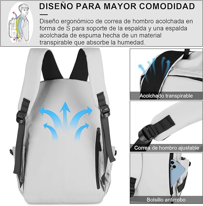 A Mochilas para Laptop Portátil 15.6 pulgadas Impermeable Mochila Antirrobo Ligero　Deportiva Universidad Elegante.