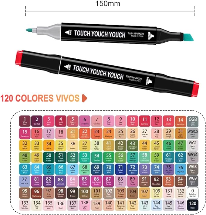 A Plumones Doble Punta Pincel 120 Colores, EASYTAO Marcadores Pluma de Acuarela con Base, Set de Rotuladores de Dibujo para Principiantes, Creativos, Artistas, Aficionados, Colorear (120).