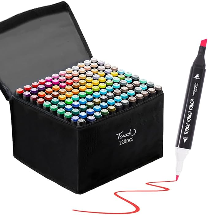 A Plumones Doble Punta Pincel 120 Colores, EASYTAO Marcadores Pluma de Acuarela con Base, Set de Rotuladores de Dibujo para Principiantes, Creativos, Artistas, Aficionados, Colorear (120).