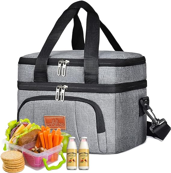 A Bolsa del Almuerzo,Lonchera/Hielera Reutilizable de Doble Cubierta,con Correa de Hombro Ajustable,Impermeable y a Prueba de Fugas,Bolsa Térmica Loncheras para Trabajo,Escuela,Campamento,Picnic,Viajes.