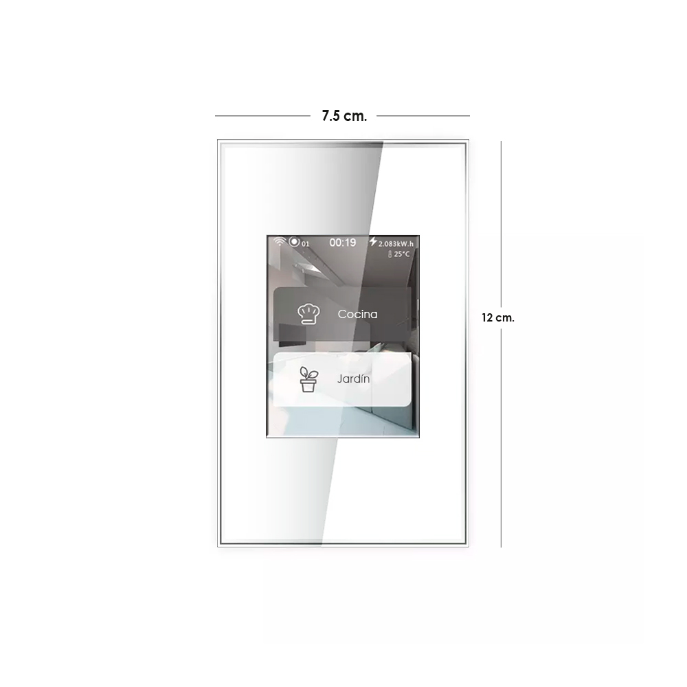 Interruptor inteligente pantalla táctil LCD hasta 3 grupos de conexiones Blanco