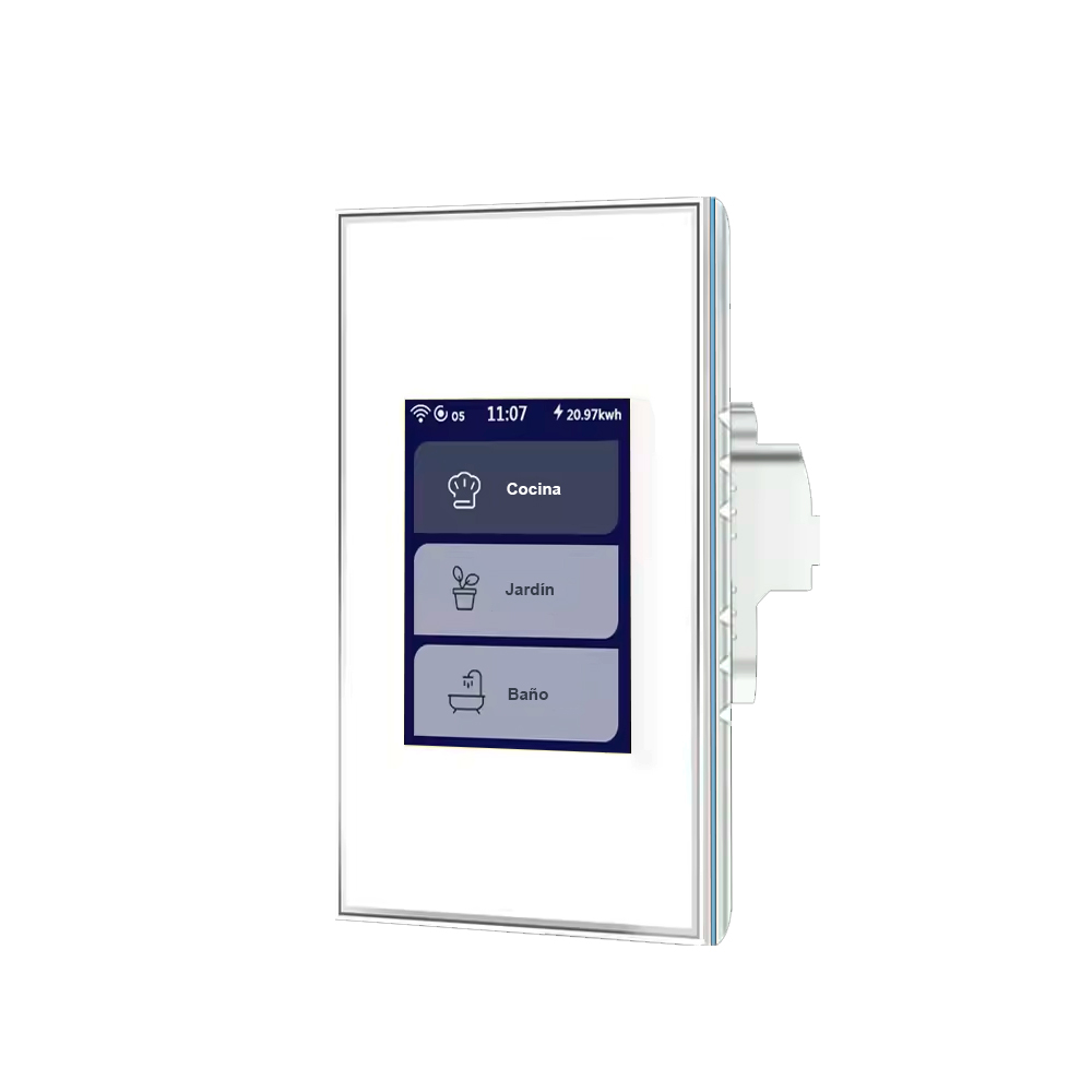 Interruptor inteligente pantalla táctil LCD hasta 3 grupos de conexiones Blanco