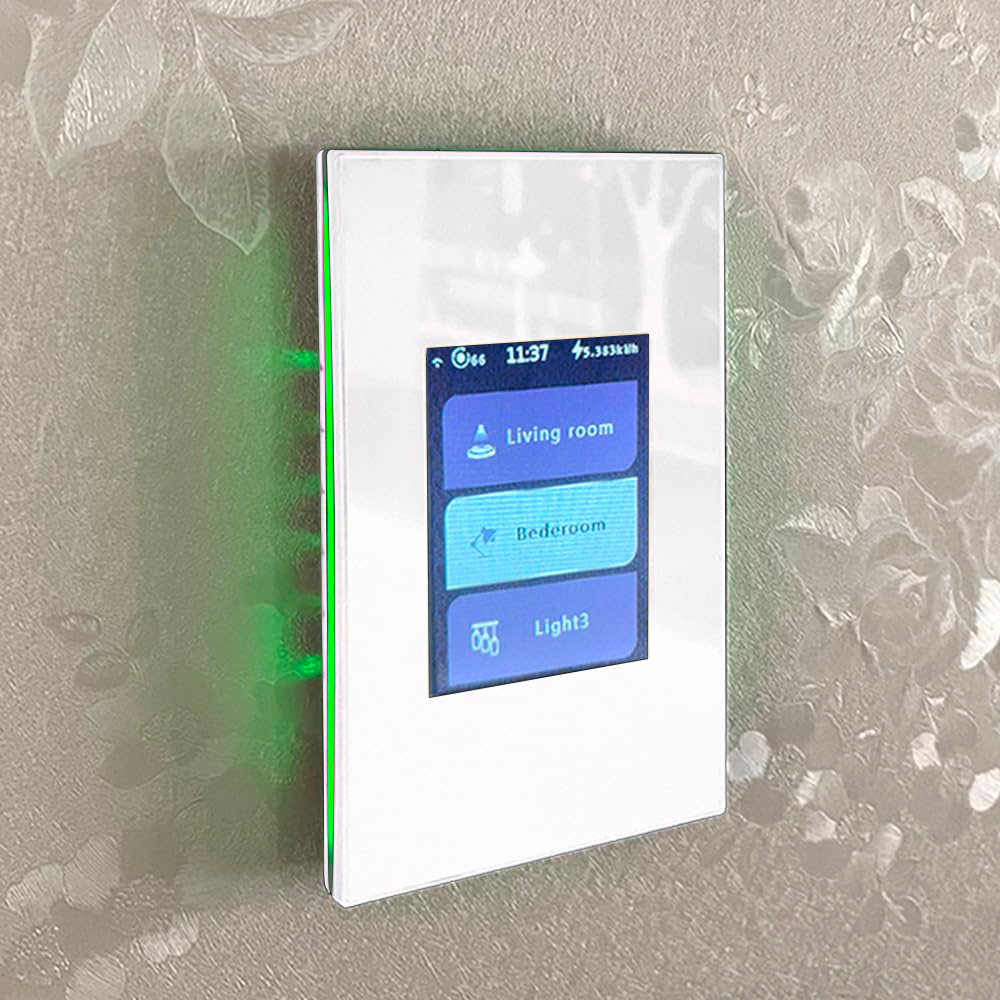 Interruptor inteligente pantalla táctil LCD hasta 3 grupos de conexiones Blanco
