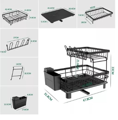 Escurridor para latos 2 Niveles  360° drenaje Dutomático Negro T