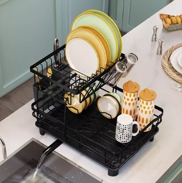 Escurridor para latos 2 Niveles  360° drenaje Dutomático Negro T