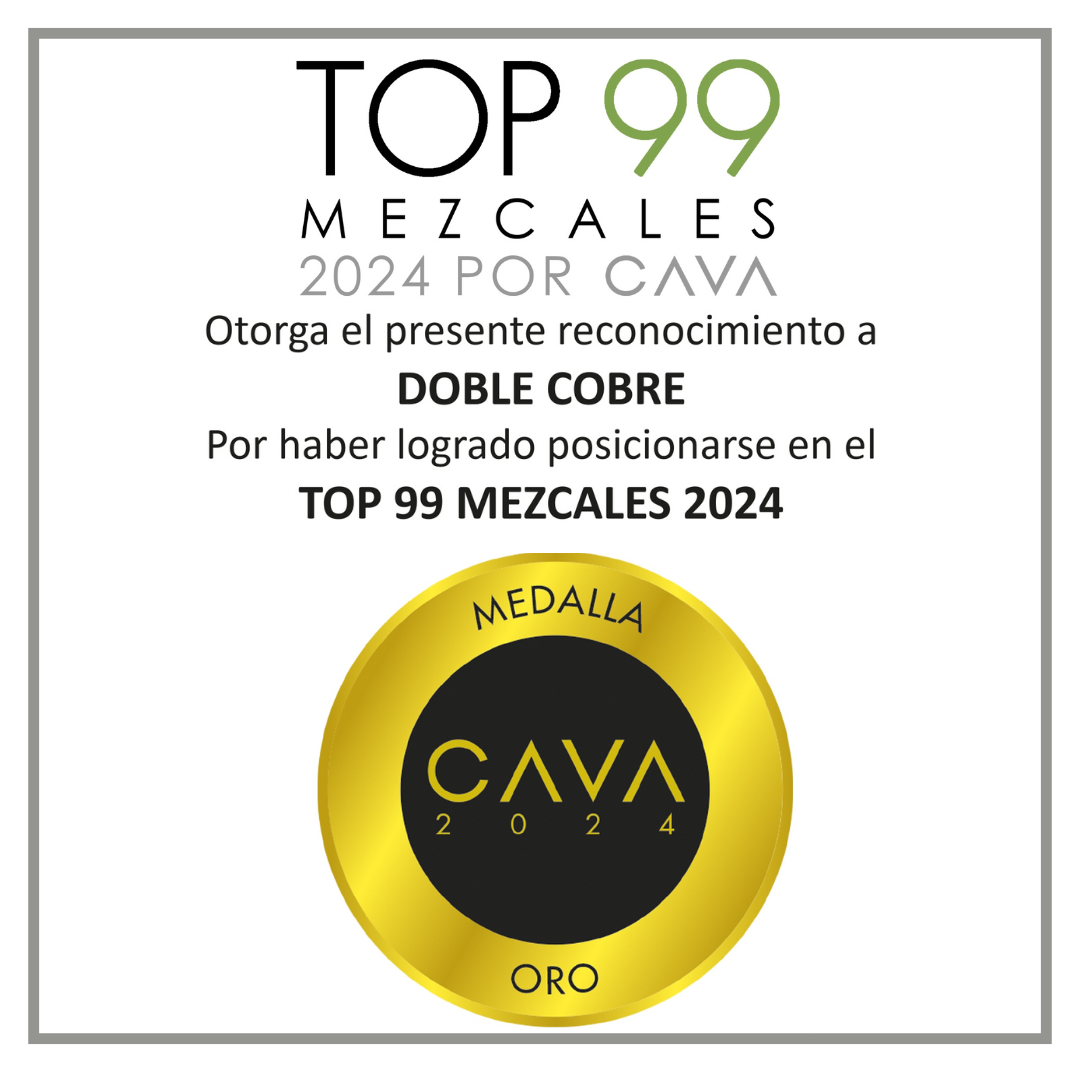 DOBLE COBRE | Caja con 6 botellas de 750 ML | Mezcal Premium | Joven 100% Agave Cenizo DURANGENSIS | 40% Grados de Alcohol.