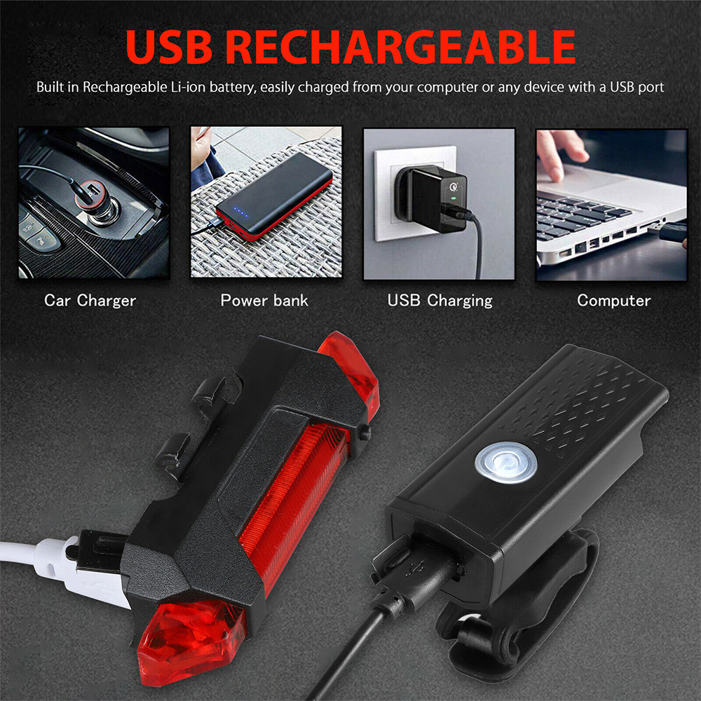 Luz Delantera Y Trasera Led Recargable Para Bicicleta.