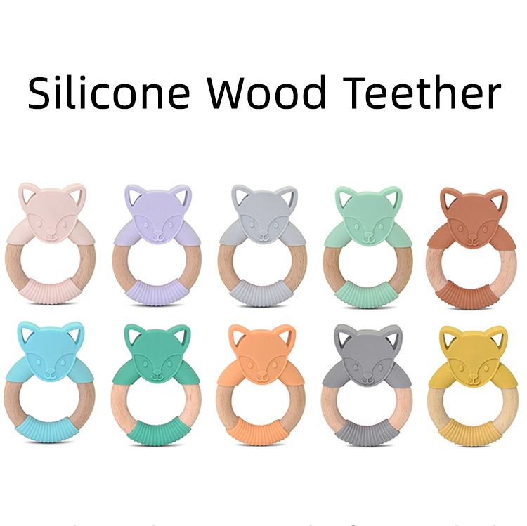 kit de 5 Mordederas de bebé en forma de animales de silicón y bambú.